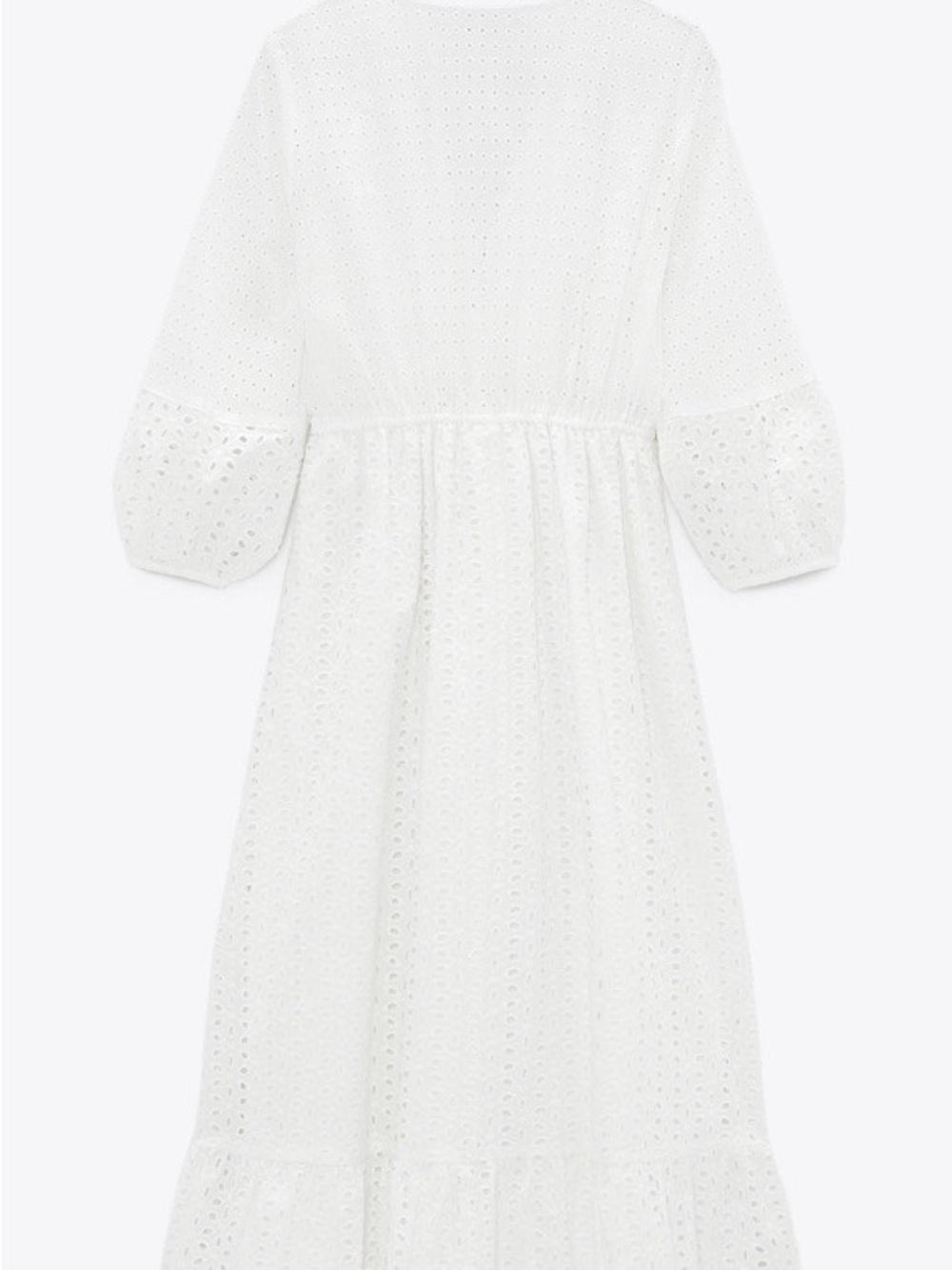 Zara | White Openwork Embroidered Eyelet Midi Dress | Size XS - Picture 4 of 9